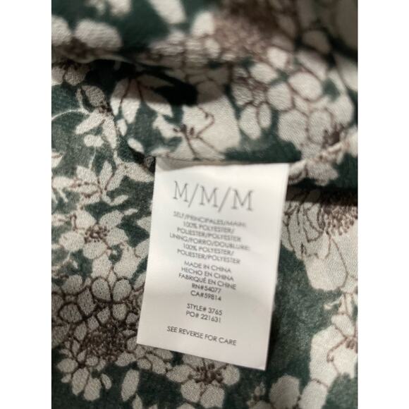 CAbi Women's Size Medium Split Neck Floral Peasant Long Sleeve Top Green Gray - Picture 7 of 9